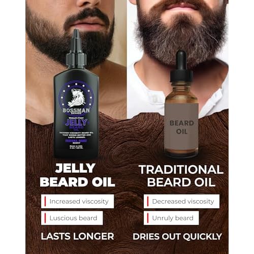 Bossman Jelly Beard Oil for Men (4 oz, Royal Oud Scent) ? Softens, Moisturizes & Conditions with Natural Ingredients