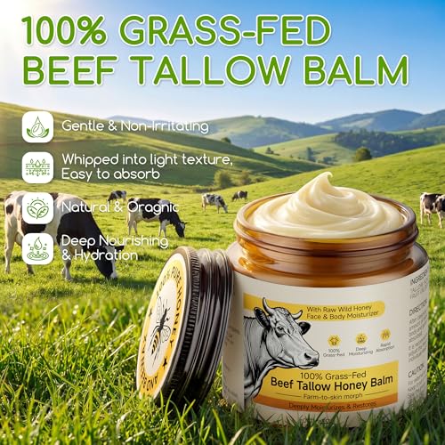 Grass-Fed Beef Tallow Face Moisturizer with Raw Honey - 4.2 OZ
