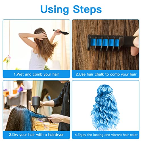 Hair Chalk Comb Set 18 Pcs Temporary Washable Colors