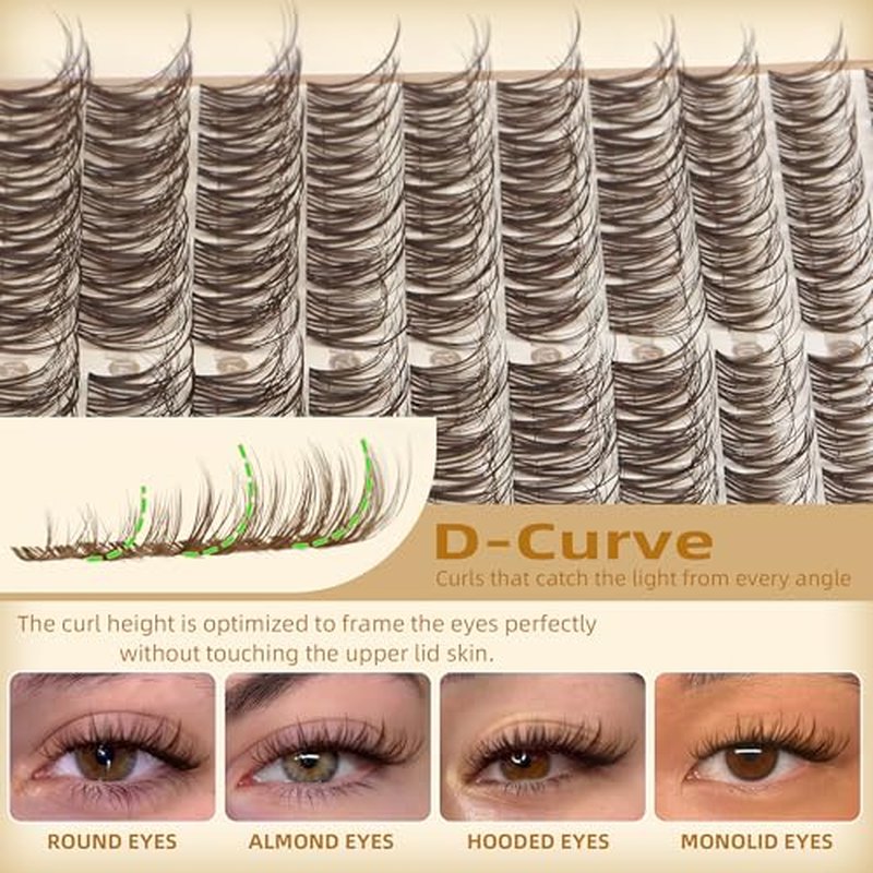 Brown Eyelash Clusters - Wispy Spider Style 150pcs D Curly 8-14MM