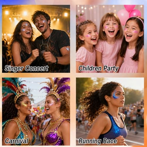 Holographic Orange Face & Hair Glitter Gel for Festivals
