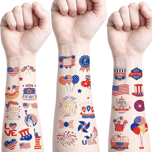 4th of July Temporary Tattoos Waterproof 10 Sheets