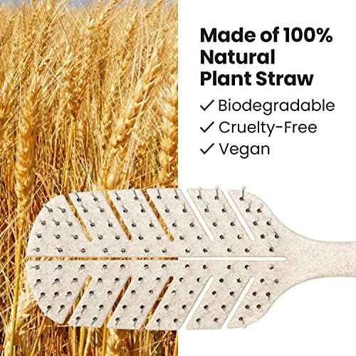 Lindo Eco-Friendly Hair Brush, Detangling, For Wet or Dry Hair & All Hair Types, Anti-Knot Flexible Bristles, Biodegradable Material, Natural, Vegan (Beige)