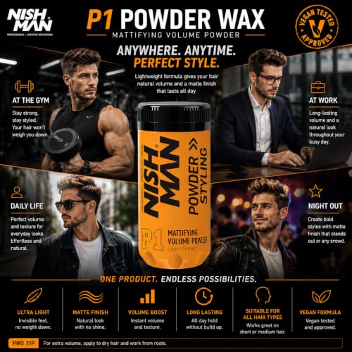 Nishman P1 Hair Styling Powder 20g Matte Volume
