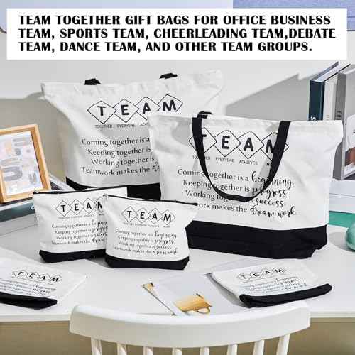 Cunno 4 Pcs Team Appreciation Bags Bulk Women Employee Gifts Team Together Canvas Tote Bag Makeup Bags for Vet Tech Coworker Nurse