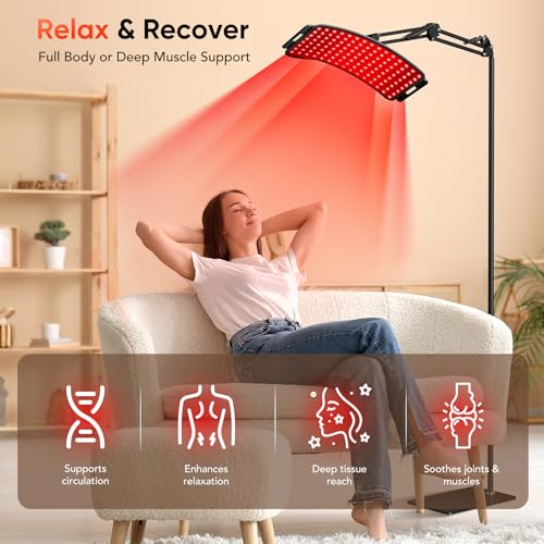 ECOVYRA Red Light Therapy Lamp with Stand - 3-in-1 Curved Panel