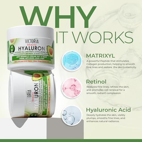 Hyaluron Anti-Wrinkle Cream with Avocado Oil - for Mature Skin (Age 30+) - Intensive Natural Cream for Day & Night With UV Filters