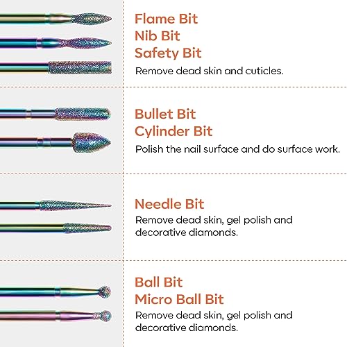 24-Piece Nail Drill Bit Set - Ceramic & Diamond Carbide Bits