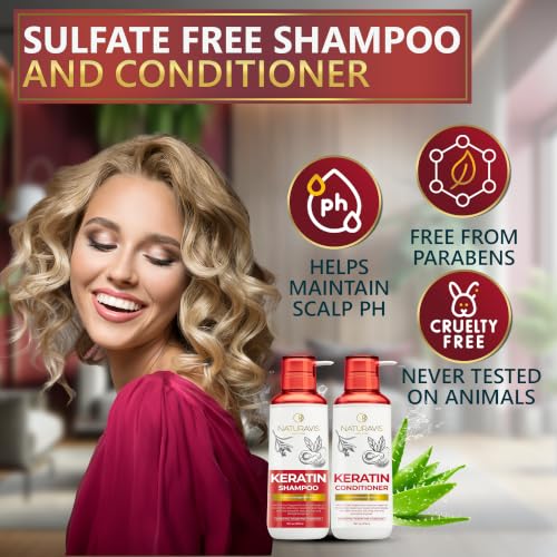 NATURAVIS Keratin Shampoo & Conditioner Set - Sulfate-Free, All Hair Types