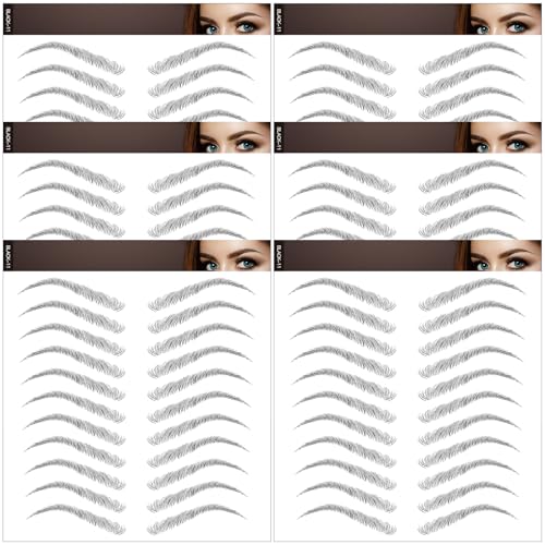 Waterproof Eyebrow Tattoo Stickers - 66 Pairs 4D Hair-Like Black Brows