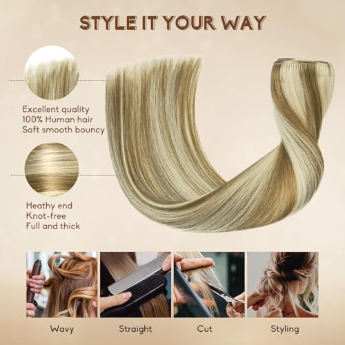 20-Inch Clip-In Hair Extensions - Seamless Balayage Blonde