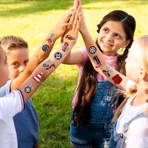 Fast One Temporary Tattoos Stickers, Race Car 1st Birthday Party Favors Decorations Supplies Gifts for Boys Girls Classroom Rewards