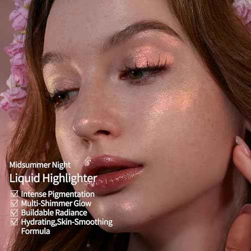 Flower Knows Midsummer Fairytales Liquid Highlighter(Multichrome),Highlighter Makeup,Pearlescent Face & Body Illuminator,Blendable & Long-lasting face Highlighter for All Skin Tones(03 Pixie Dream)