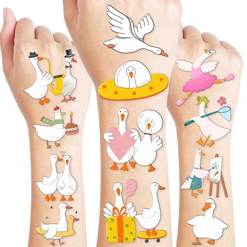 96 Silly Goose Temporary Tattoos for Kids, Waterproof