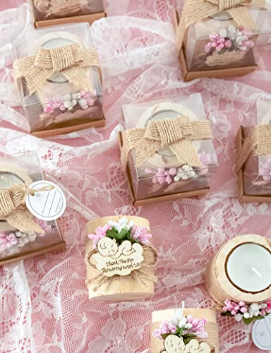 Ju's Favors Pack of 10 Wood Candle Holders,Baby Shower Favors for Girls,Baby Shower Party Favors for Guests,Tealight Holder (Pink Baby)