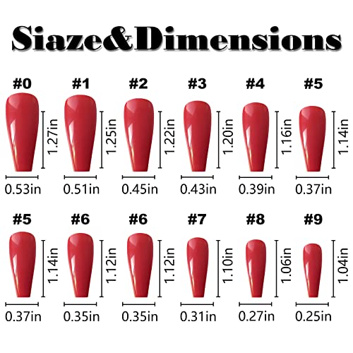 LoveOurHome 576pc Long Press on Nails Coffin Gel Glossy Fake Nails Full Cover Ballerina False Acrylic Nail Tips Artificial Fingernails 24 Colors for Women Teen Girls