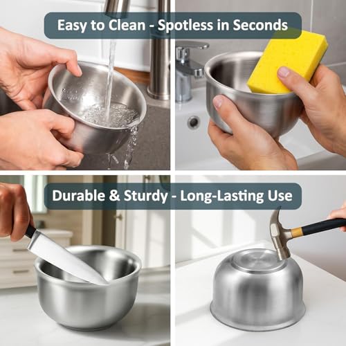 GRUTTI Stainless Steel Shaving Bowl, 4.53 Inch (11.5cm) Rust-Free Shaving Soap Dish, Easy to Clean Sustainable Shaving Bowl for Shaving Soap & Shaving Cream, Fits Shaving Brush