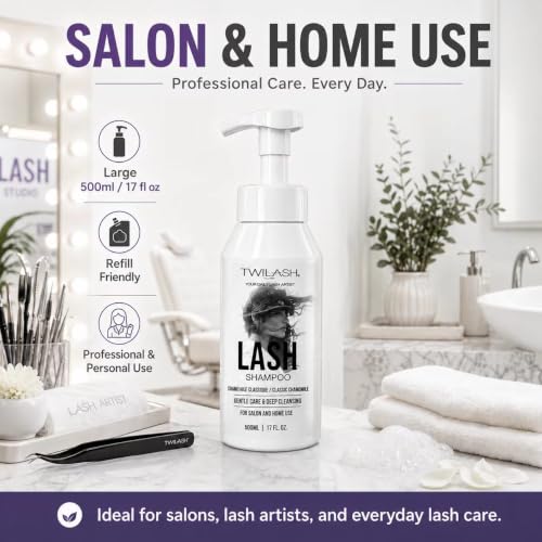 TWILASH Gentle Foaming Lash Shampoo 500ml - Daily Cleanser for Extensions & Natural Lashes