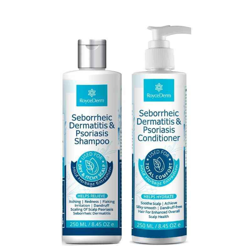 Roycederm Scalp Care Bundle: Psoriasis Shampoo & Conditioner for Dry, Itchy Scalp Relief