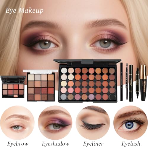 All-in-One Makeup Kit - 40 Colors Eyeshadow, Foundation & Brushes