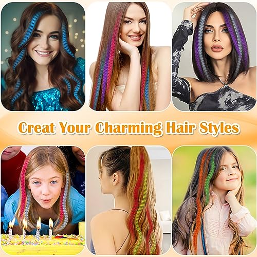 65 Pcs Hair Feather Extensions Kit with Tools - 13 Colors