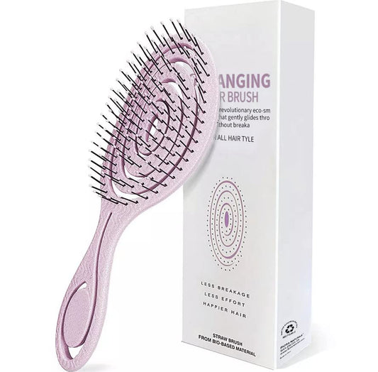 Biodegradable Organic Wheat Straw Detangler Brush Curly Smooth Eco Friendly Curved Vented Detangling Hair Brush