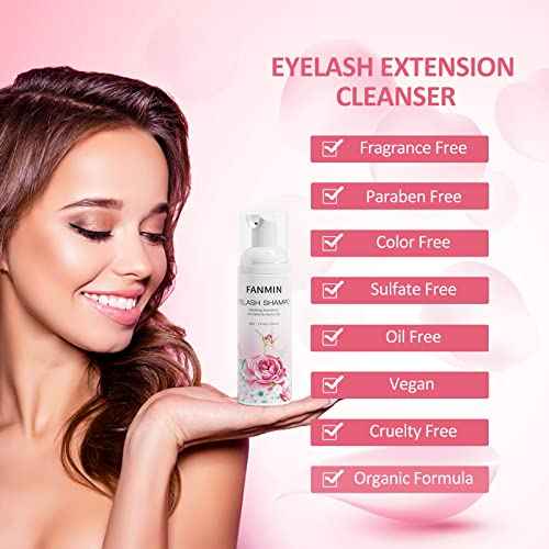 Eyelash Extension Cleanser 207ml +Mascara Wand+ Brush Eyelid Foaming Cleanser,Eyelash Wash and Lash Bath for Extensions,Paraben & Sulfate Free,Makeup Remover,Salon and Home use£¨207ml/7fl.oz)