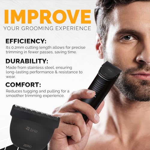 Brio Zero Blade Compatible Beardscape V2 & V1 Trimmers, Cuts Extremely Close at 0.2mm, Stainless Steel Blade Perfect for Super Close Cuts, Creating Tight Lines and Cleaning up Mustaches (Black)