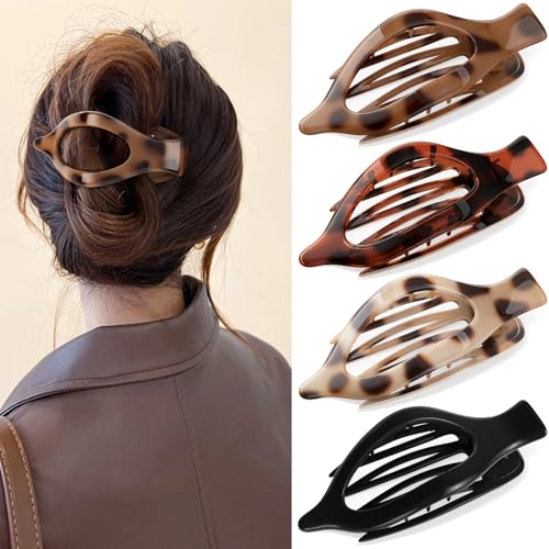 Large Flat Hair Clips for Women, 4-Pack French Claw Clips