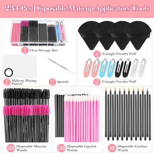 Audab Disposable Makeup Applicators Kit with Mixing Palette