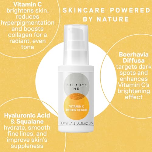 Balance Me Vitamin C Repair Serum, With Hyaluronic Acid, Reduce Age Spots & Hyperpigmentation, Anti-Ageing & Hydrating?Face Serum?? 100% Natural, Vegan & Cruelty Free, Made?in?UK, 1.01 Fl Oz