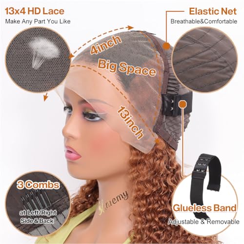 Curly Bob Wig Human Hair 13x4 HD Lace Front 4/27 Ombre