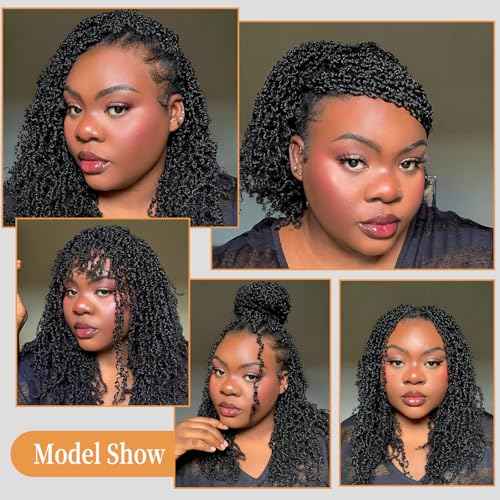 8 Inch Pre-Looped Yanky Twist Crochet Hair, 30 Strands/Pc, Mini Passion Twists, Senegalese Braiding Hair (Natural Black, 8 Pcs/Pack)