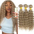 Ash Blonde Deep Wave Human Hair Bundles 30-34 Inch 150G