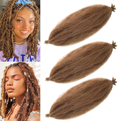 18 Inch Pre-Separated Springy Afro Twist Hair 3 Packs Pre-Fluffy Natural Curls are Perfect for Marley Crochet Hair Suitable for Black Women (30#, 18 Inch (Pack of 3))