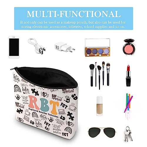 GJTIM Canvas Cosmetic Bag With Zipper - RBT Gift Behavior Therapist Zipper Pouch Makeup Bag for ABA BCBA Behavior Analyst Gift (RBT Bag, Medium, 3D Printed Pattern)