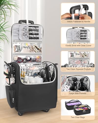 Relavel Rolling Makeup Train Case with 4 Wheels & Heat Insulation
