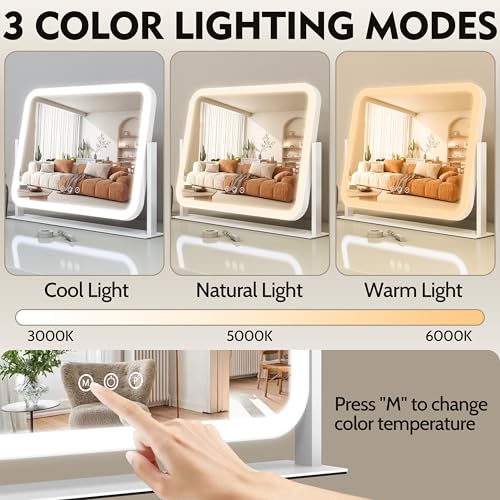 ROLOVE Lighted Makeup Mirror 17x13 10X Magnification Touch Control