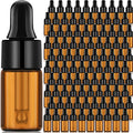 Nuogo 100 Pcs Mini Amber Glass Oil Dropper Bottle Bulk, Clear Essential Small Empty Sample Vial with Dropper and Black Caps Tiny Amber Glass Bottles Perfume Jars for Travel(3 ml)