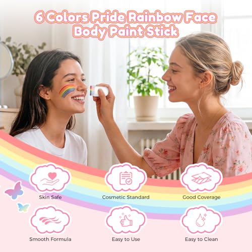 Janolia LGBT Pride Face Paint Sticks - Rainbow Makeup Kit