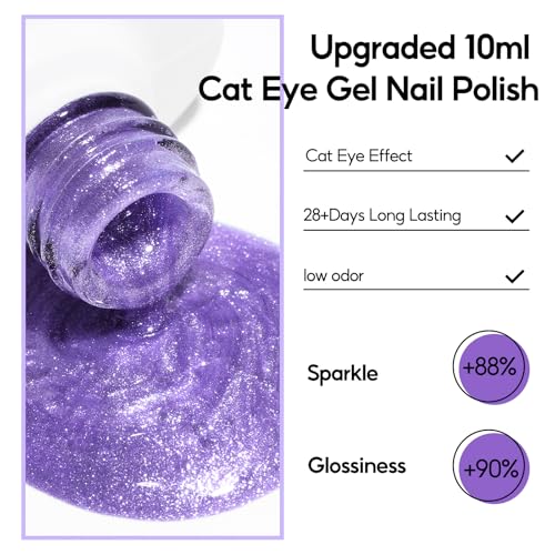 PEACECOLOR Cat Eye Gel Nail Polish Set - 6 Neon Colors