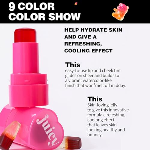 Multi-Use Cooling Water Jelly Blush, Juicy Love Blush, 3-In-1 Cheek Tint & Eyeshadow & Lip Tinted, Long-Lasting Moisture Creates A Moist Watercolor Effect-1,000+ Swipes Per Stick (#03)