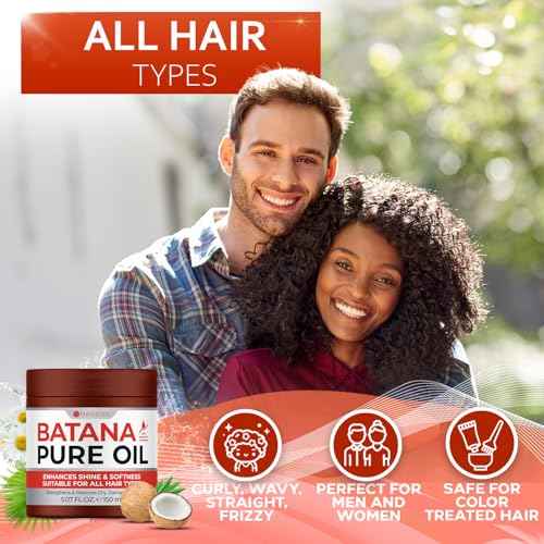 Batana Oil - Pure, Unrefined and Cold Pressed - Volumizing Hair Treatment for Women and Men - Hydrating Nourishment for Dry, Broken and Brittle Split Ends - Deep Hydration and Moisture Hair Mask