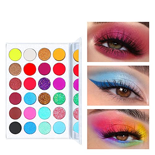 VERONNI 24 Colors Neon Glitter Eyeshadow Palette UV Luminous