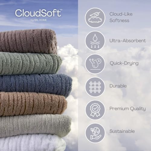 SKL Home CloudSoft Cotton 4-Piece Washcloth Set, Oatmeal