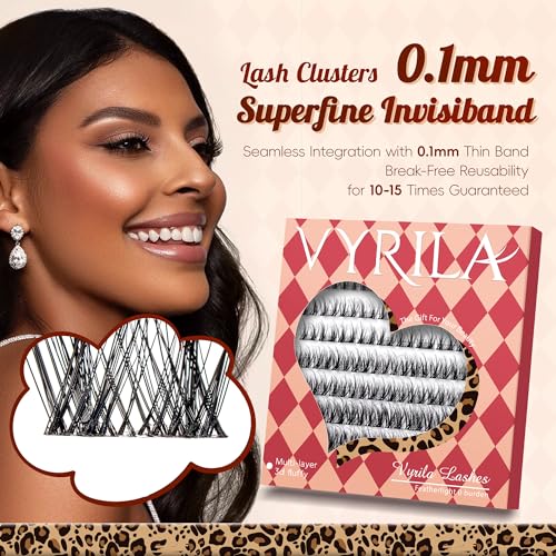 VYRILA Lash Clusters 0.05mm PBT Fiber D Curl 80pcs 8-16mm