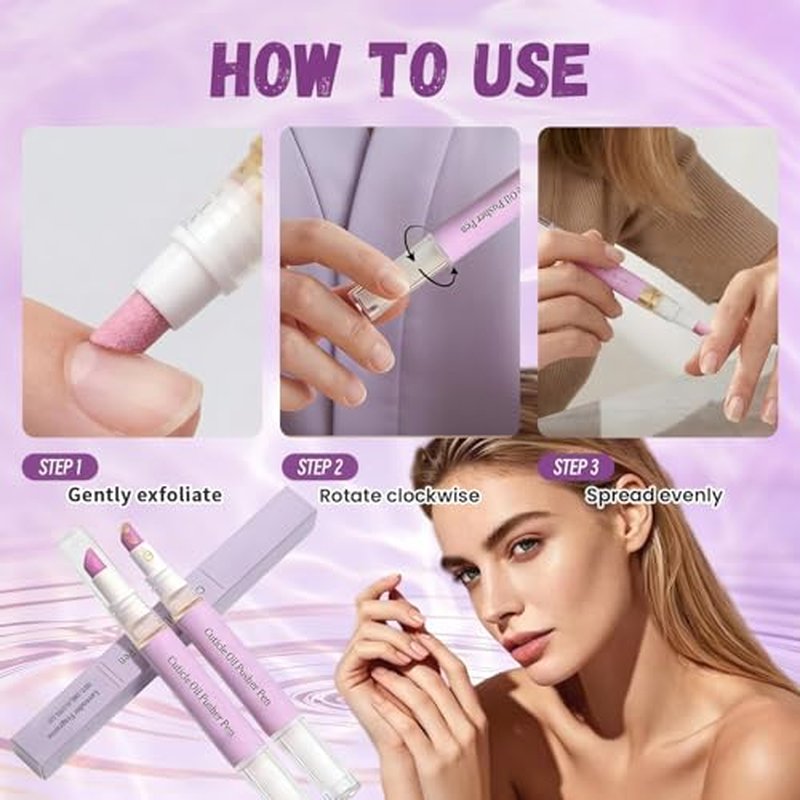 2-in-1 Cuticle Oil Pusher Pen with Ceramic Tip - Moisturizing Nail Care