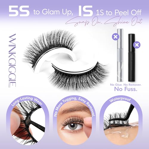 Self-Adhesive False Eyelashes - No Glue Needed, 5 Pairs