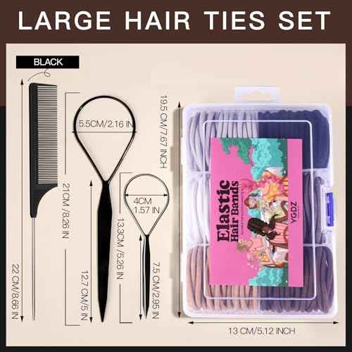 YGDZ Hair Ties for Thick Hair, 150 PCS Hair Elastic 5CM Ponytail Holders No Hair Damage, Rubber Bands for Hair, Elastic Hair Ties, Christmas Stuffers Xmas Gift Hair Accessories for Women, Men, Girls