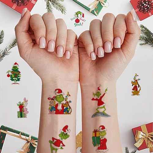 Christmas Temporary Tattoos for Kids - 60 Sheets Christmas Tattoo Stickers for Crafts - Xmas Stocking Stuffers Party Favors for Christmas Decorations Party Supplies